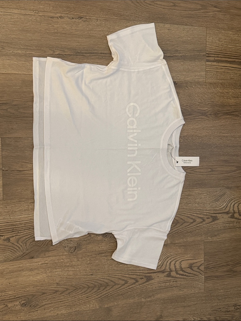 Calvin Klein White Short Sleeve Tee with Shine White Logo